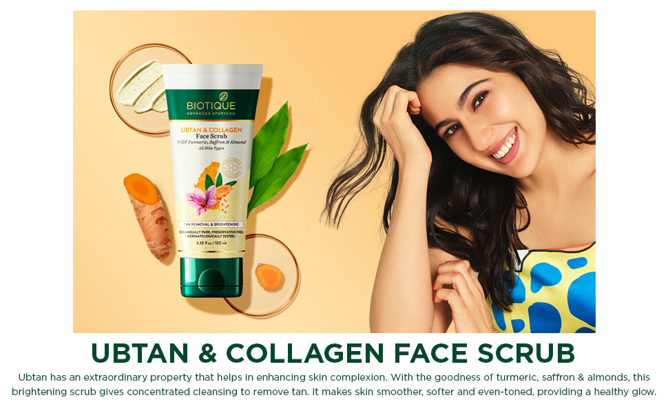 BIOTIQUE UBTAN & COLLAGEN Face Scrub  100g