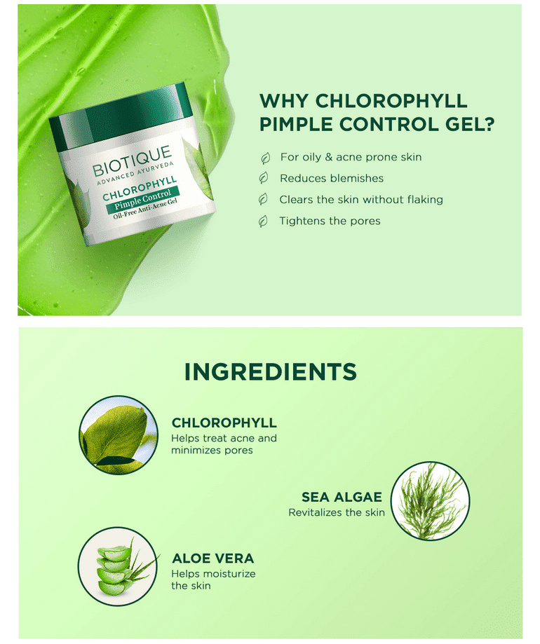 Chlorophyll Pimple control oil free anti-acne gel 50g