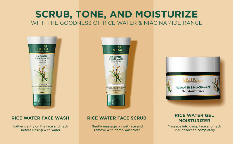 BIOTIQUE RICE WATER & NIACINAMIDE Gel Face Scrub 100ml