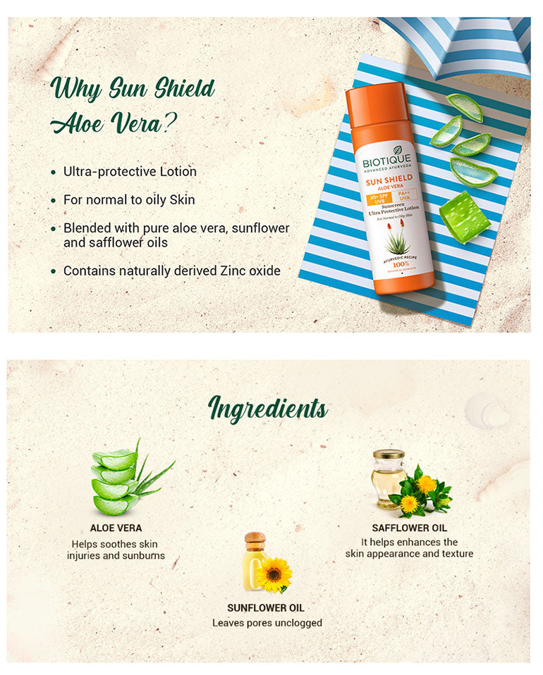 SUN SHIELD ALOE VERA 75+SPF Sunscreen Lotion 190ml