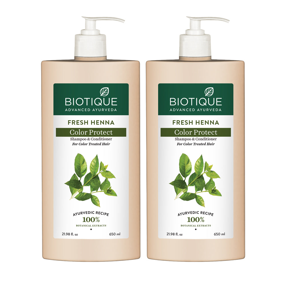 Biotique Henna Leaf Fresh Texture Shampoo and Conditioner 650ml (Pack of 2)