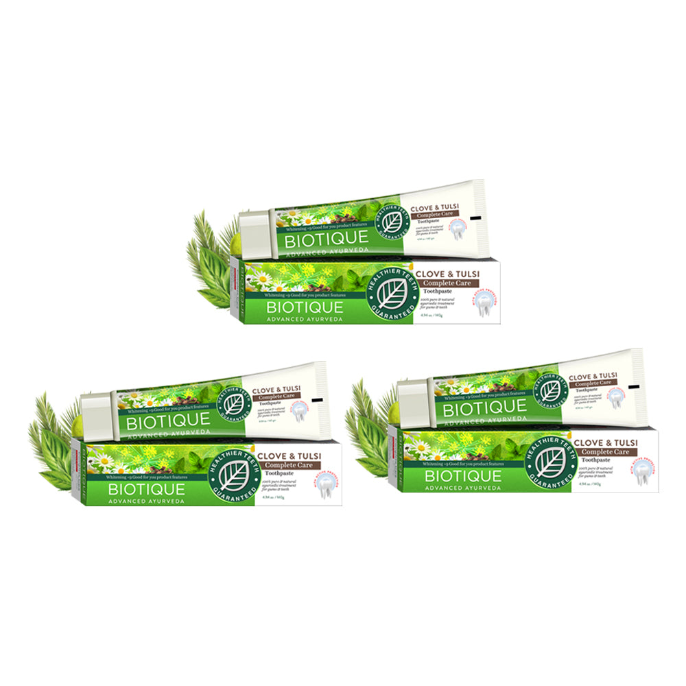 Biotique Clove & Tulsi complete care toothpaste 140gm Pack of 3